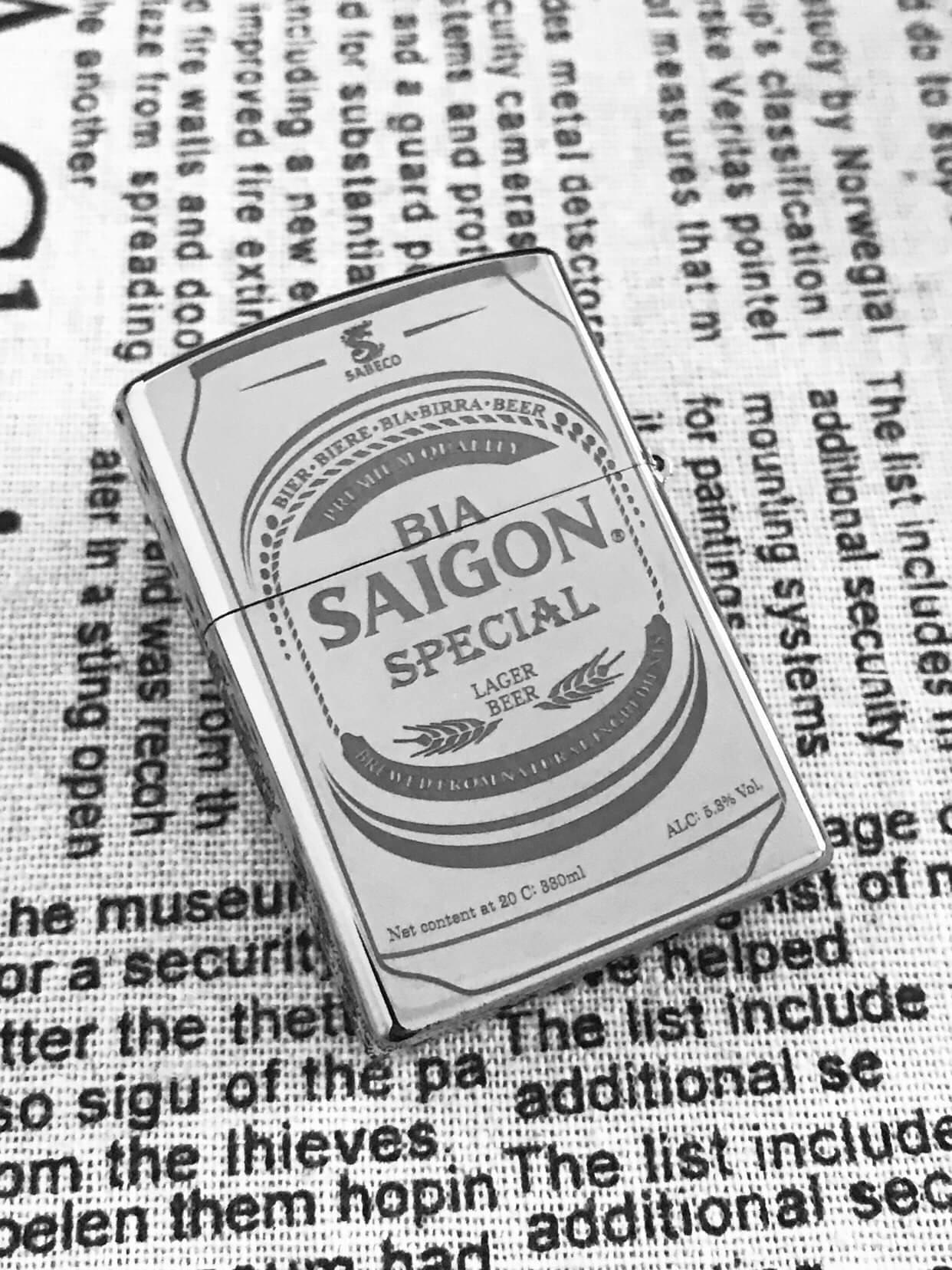 [HCM]Zippo USA Zippo Khắc Laser Hình Chai Bia Sài Gòn