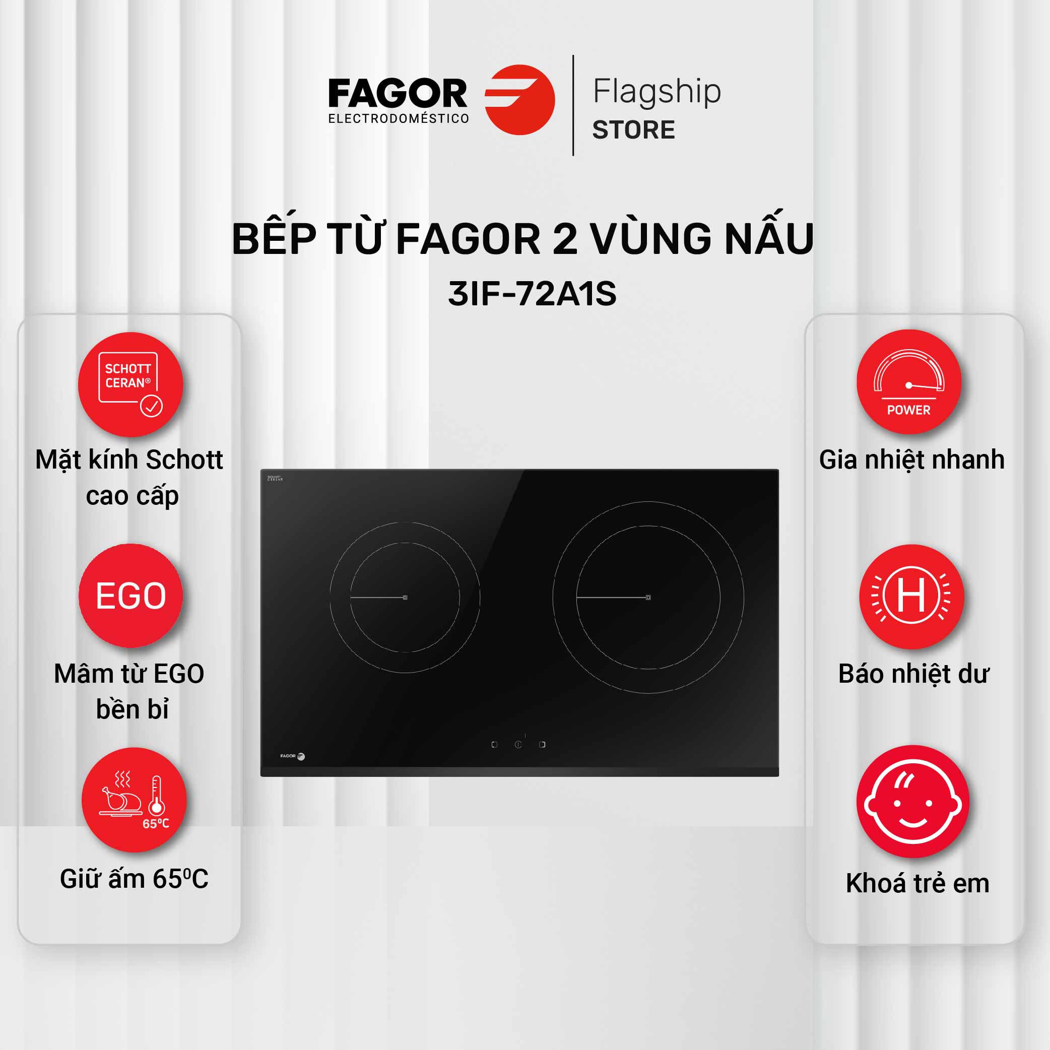 Bếp từ FAGOR 2 vùng nấu 3IF-72A1S