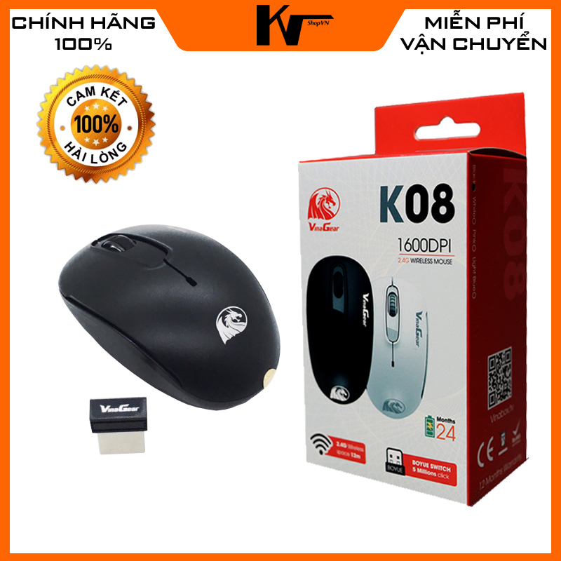 Chuột không dây cao cấp Vinagear K08 phân phối chính hãng
