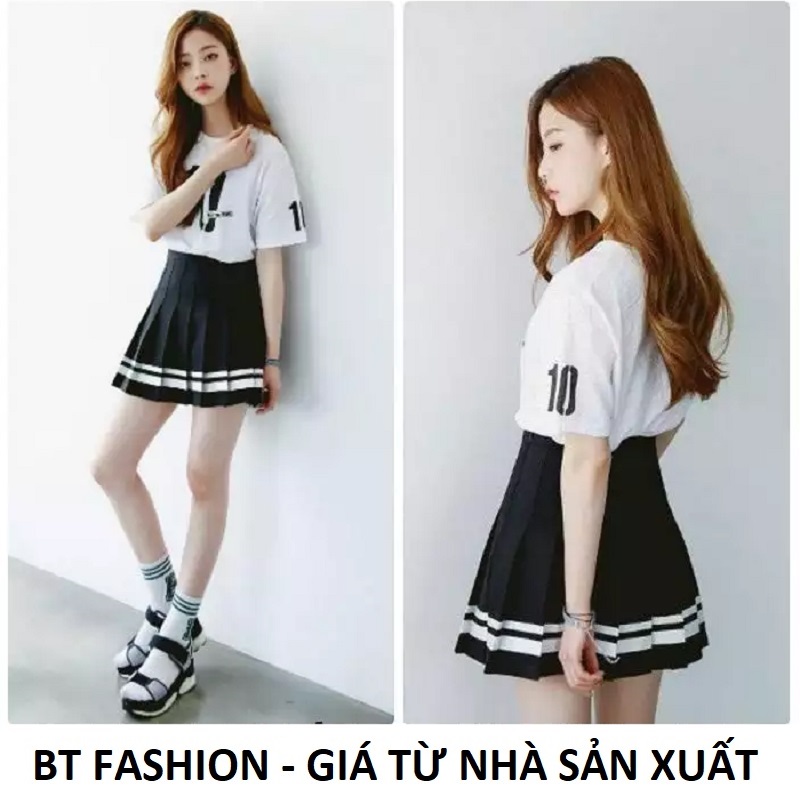 Chân Váy Ngắn Xếp Ly Lưng Cao Thời Trang BT Fashion