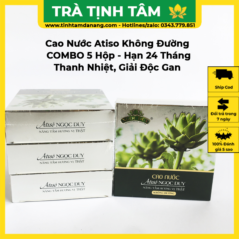 Ống uống Actiso Ngọc Duy không đường, Combo 5 hộp hỗ trợ thanh nhiệt giải độc, mát gan