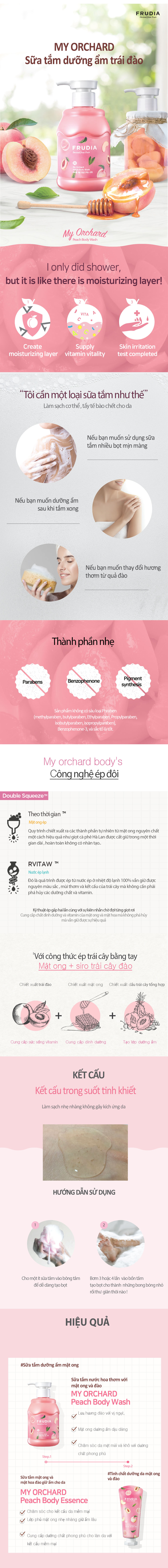 Sữa tắm dưỡng trắng mềm da hương trái đào Frudia My Orchard Quince Body Wash