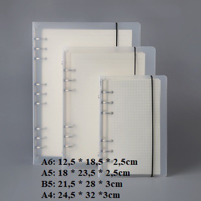 Bìa còng cứng kèm giấy A5 A6 planner 6 còng