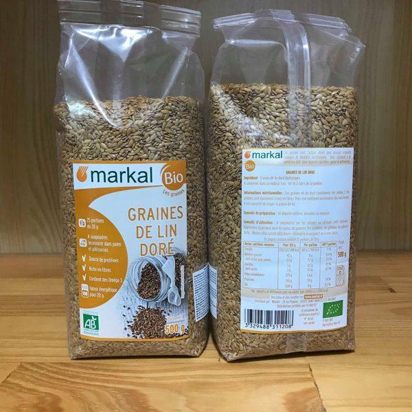 Hạt lanh vàng, lanh nâu hữu cơ markal 500g pháp