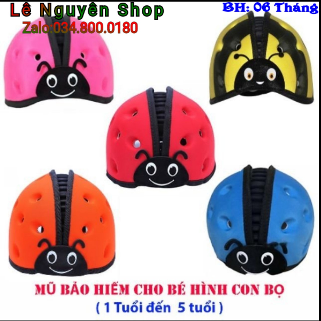 NTD Mũ Bảo Hiểm Tâp ĐI tẬP Bò Con Bọ Cho Bé 1 Đến 3 Tuổi Free Size