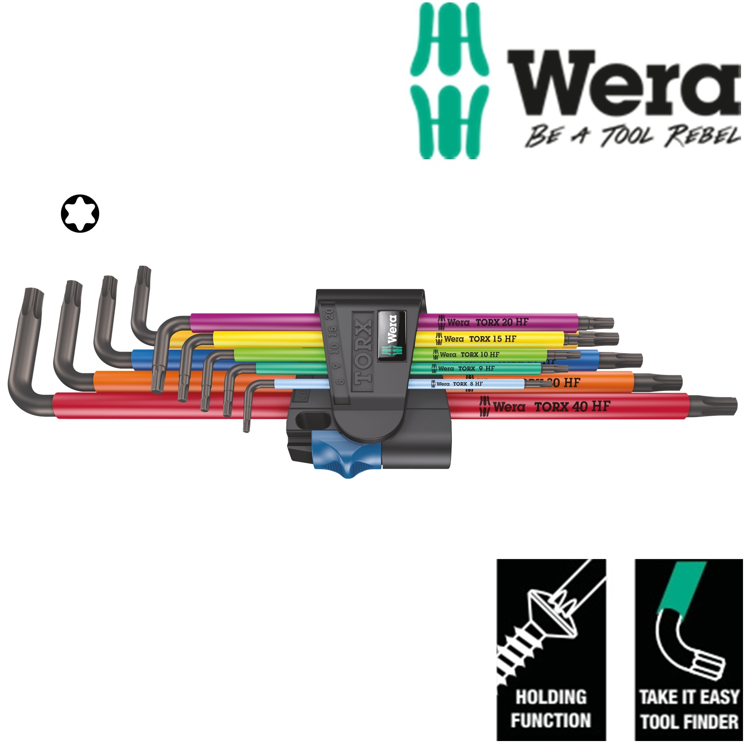 Bộ lục giác hoa thị dài nhiều màu với chức năng giữ vít 967/9 tx xl multicolour hf 1 wera 05024470001