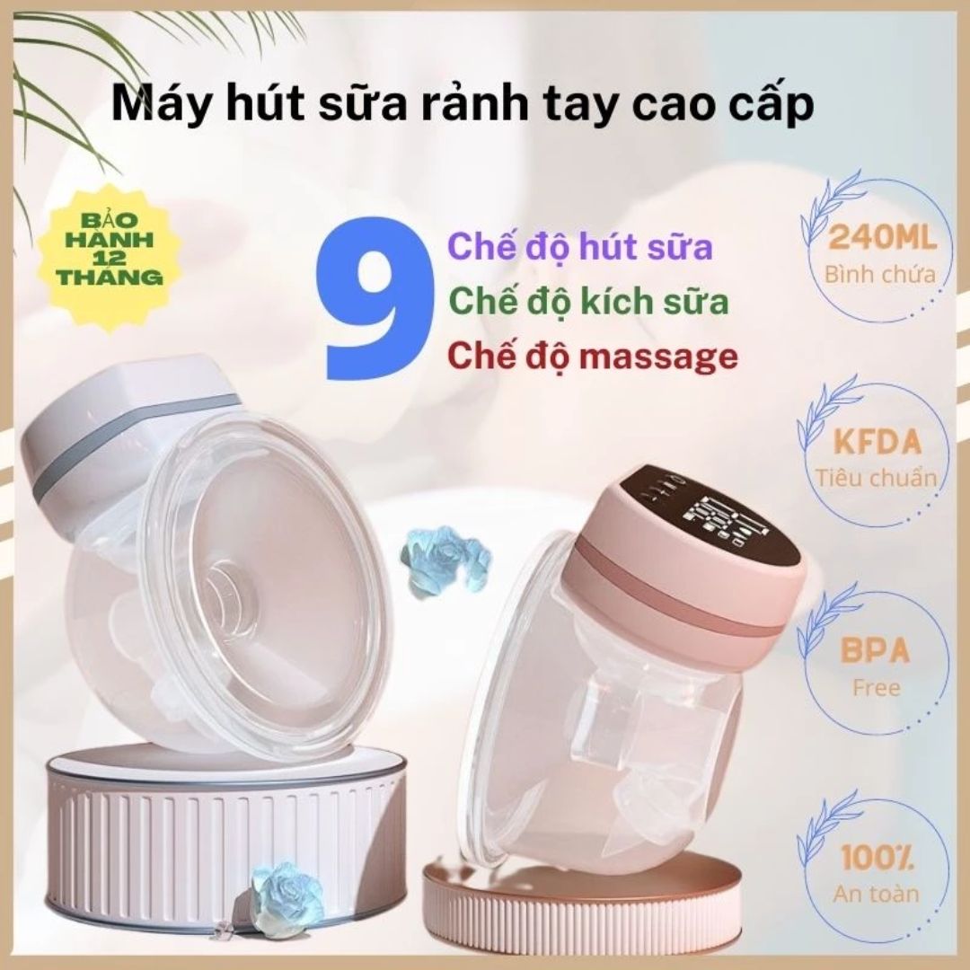 Máy hút sữa rảnh tay cao cấp Fat 3 in 1 chế độ massage, kích sữa, hút êm ái như em bé bú