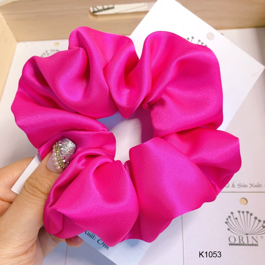 Cột tóc vải scrunchies bản siêu phồng, dây buộc tóc, chun buộc tóc hot trend