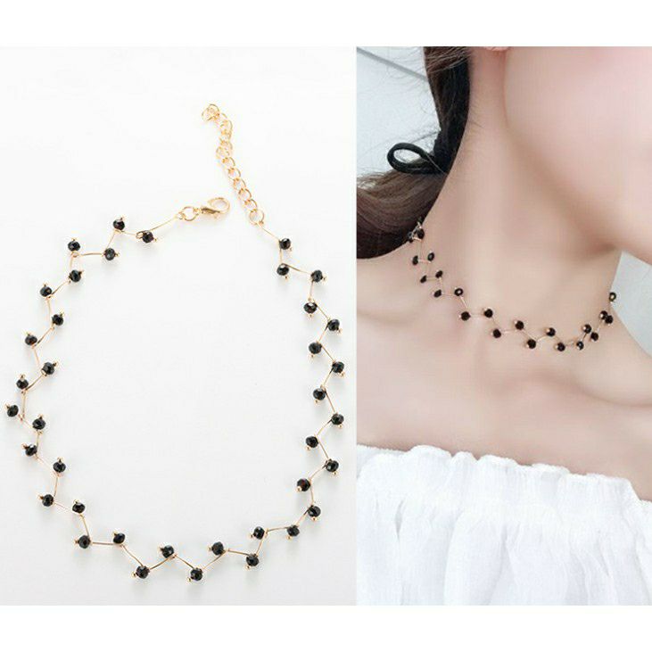 Vòng cổ choker kết hợp pha lê