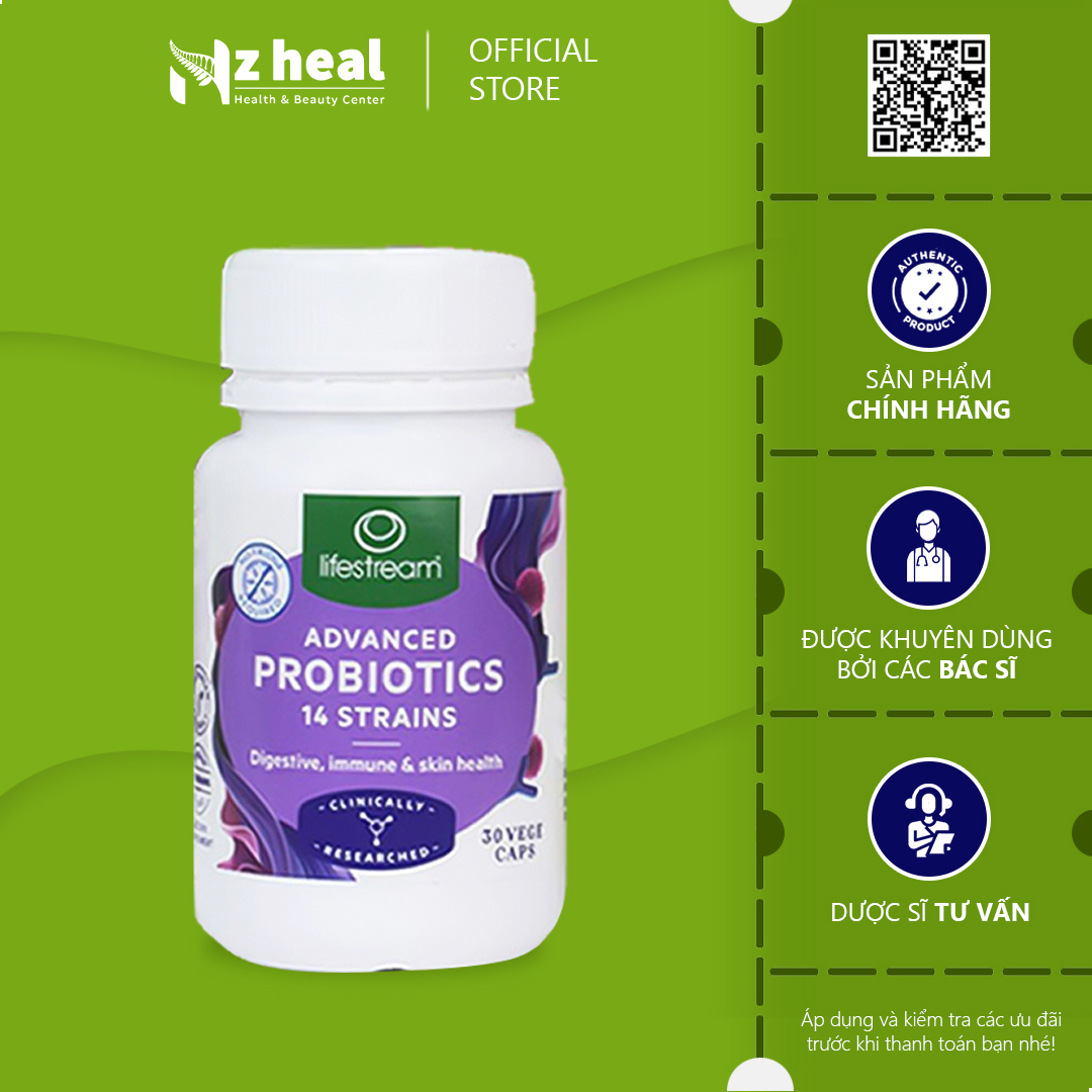 Viên uống men vi sinh 14 chủng Lifestream Advanced Probiotic New Zealand 30v