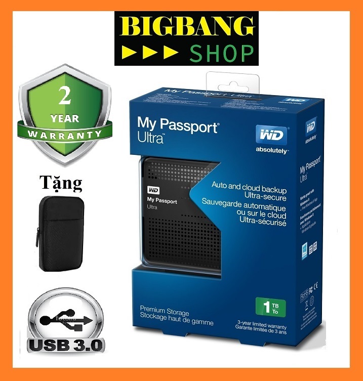 Ổ cứng di động WD my passport ultra 500Gb đến 1Tb + bao vải chống sốc