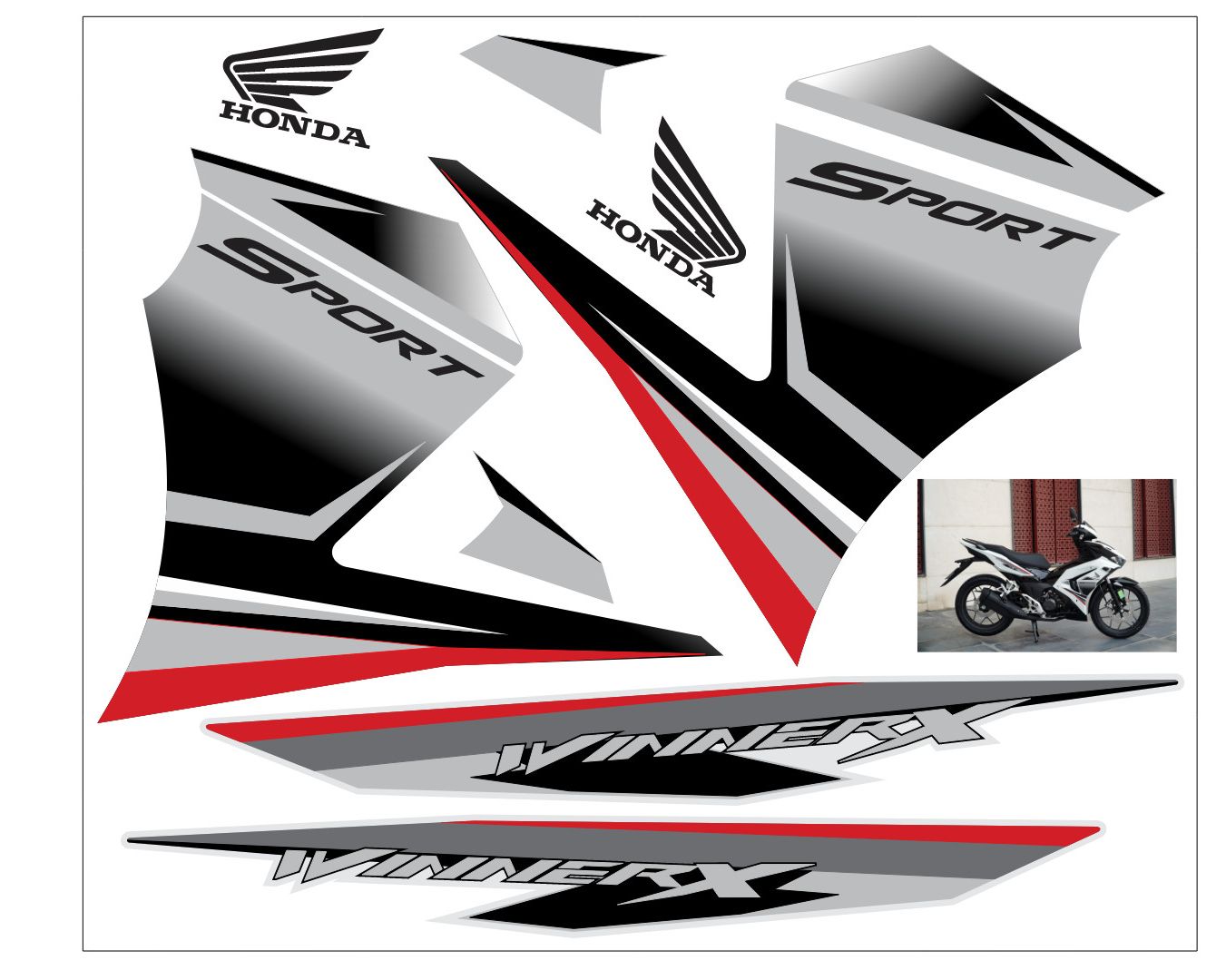 Tem rời winner X bặc trắng chỉ đỏ dán xe trắng