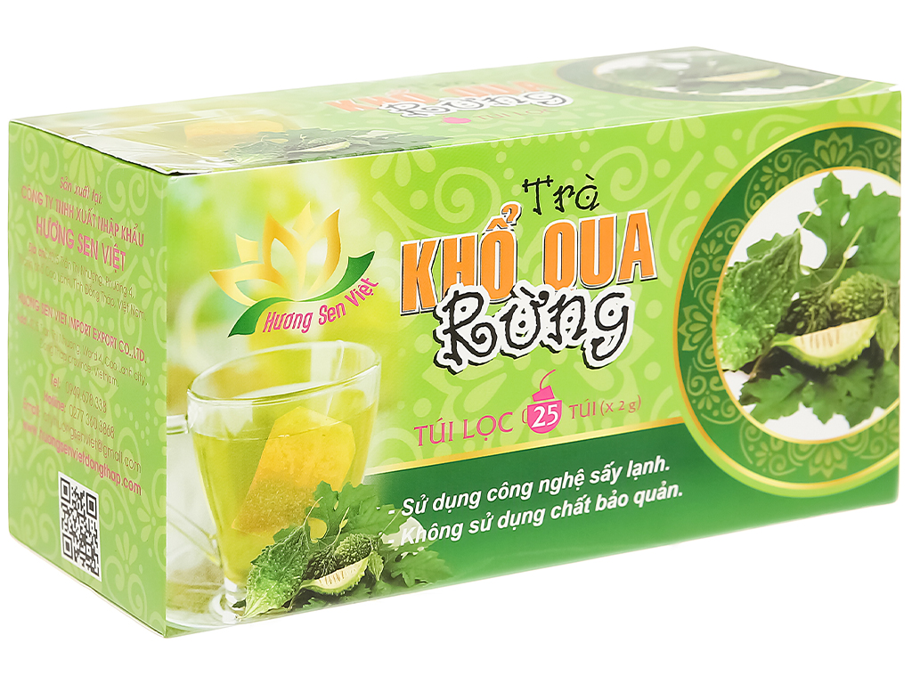 Trà khổ qua rừng túi lọc 50g-Hương Sen Việt-hỗ trợ điều trị bệnh tiểu đường, ổn định đường huyết, bệnh Gout, giảm men gan, mỡ máu, chống lão hóa,trị rôm sẩy