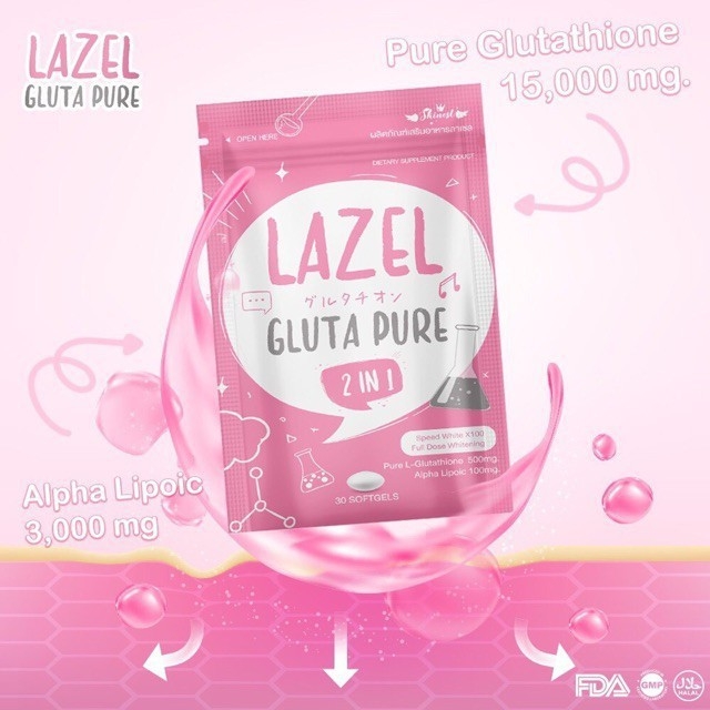 Viên uống trắng da Lazel Gluta Pure 2in1 Thái Lan
