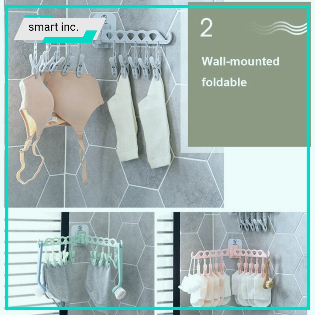 Móc Kẹp Phơi Tất Vớ Khăn Quần Áo Kẹp Nhựa Treo Gắn Dán Tường Phơi Đồ Lót Trẻ Em Người Lớn Ngoài Trời Ban Công Lan Can