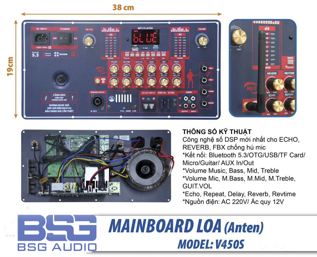  BO MẠCH LOA KÉO DSP V-450S CÔNG SUẤT LỚN MẪU MỚI NHẤT CÓ AN-TEN BLUETOOTH NGOÀI BẮT SÓNG TỐT 