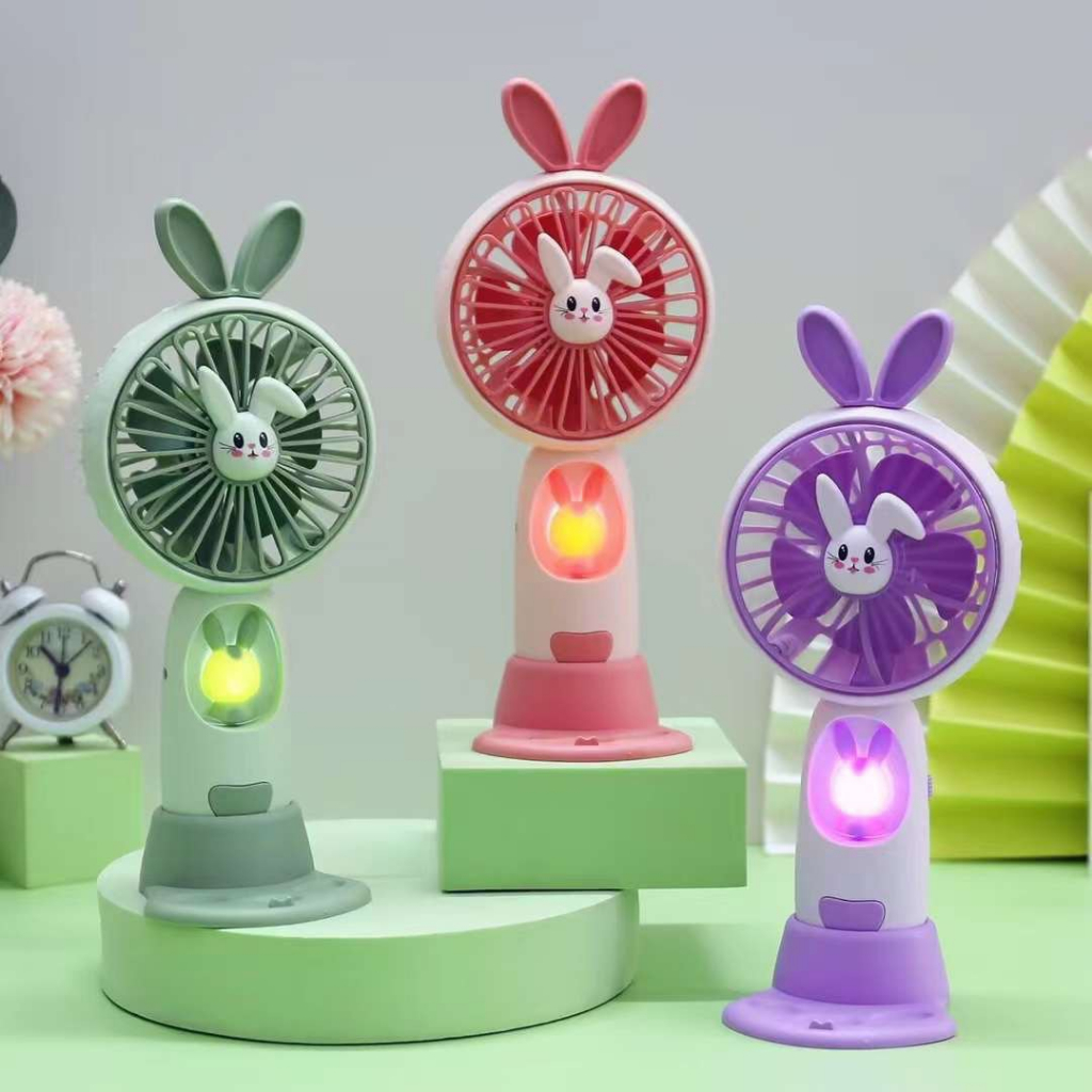 - quạt thỏ cầm tay sạc usb có đèn led, có chân đế, siêu cute, quạt mạnh