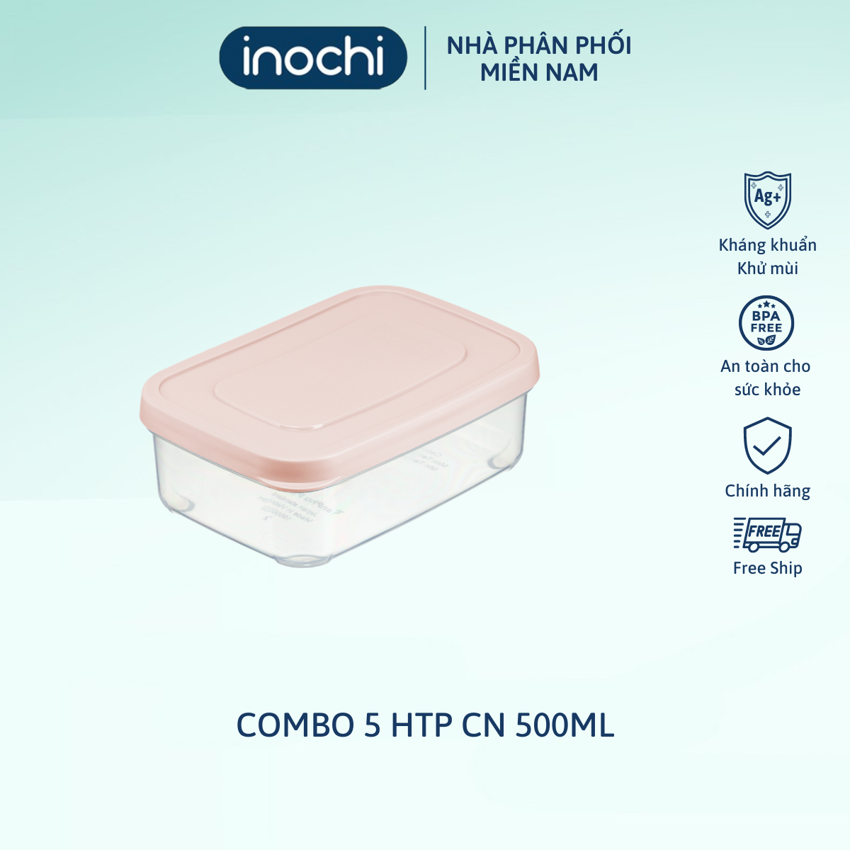 Hộp thực phẩm chữ nhật Hokkaido 500ml, Hộp nhựa nguyên sinh an toàn có khả năng chịu nhiệt độ cao