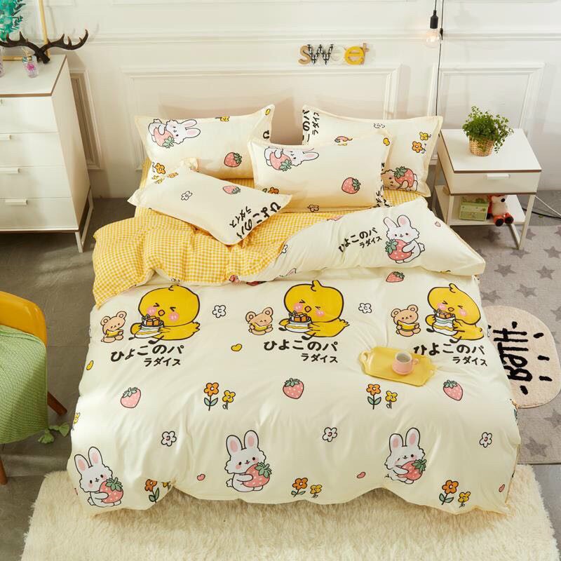 Bộ Chăn Ga Gối ❤️ FREESHIP ❤️ Bộ Chăn Ga Gối Cotton Poly Gà Con dễ thương bộ 4 món - drap giường cao cấp 2020