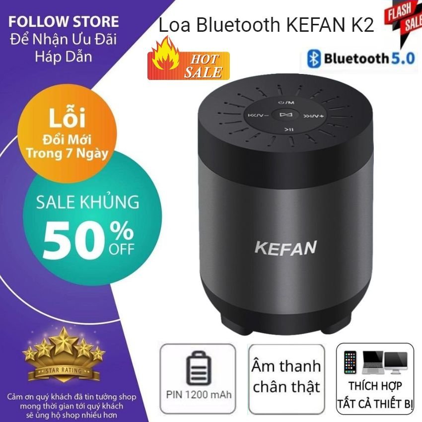 Loa Bluetooth KEFAN - Âm Thanh Vòm 8D Âm Bass Cực Chất - Loa Bluetooth MINI Để Bàn - Loa Bluetooth Giá Rẻ - Loa Bluetooth Hát Karaoke - Thiết Kế Nhỏ Gọn Thời Trang