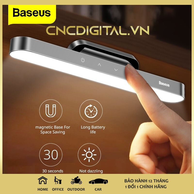 Đèn sạc cầm tay hoặc treo tường / tủ / bàn bằng đế nam châm Baseus Magnetic stepless dimming (Pro) DGXC-02 đèn bảo vệ mắt đế nam châm hút có thể điều chỉnh độ sáng dùng đọc sách học tập làm việc - Hàng Chính Hãng