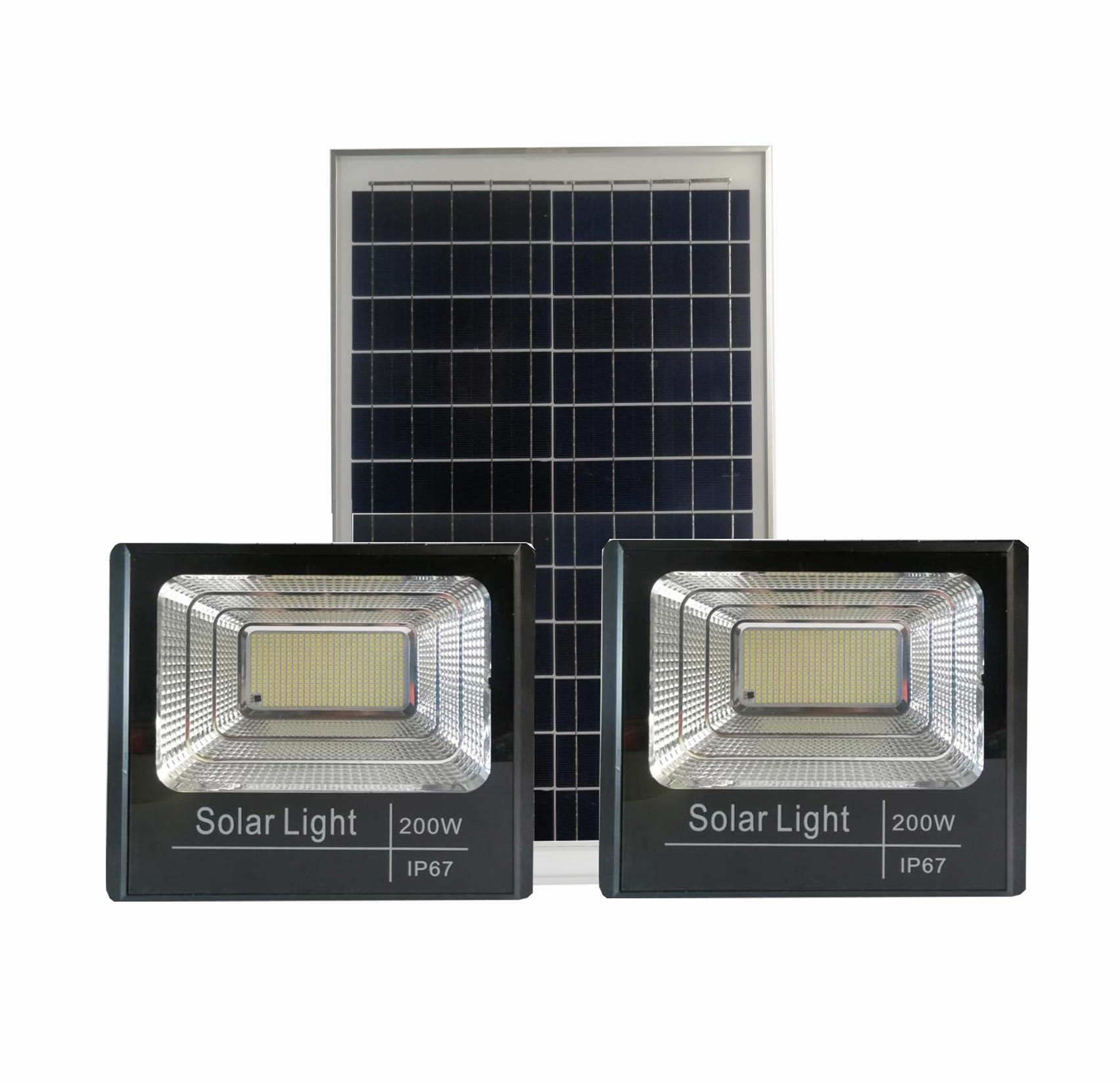 Combo đèn năng lượng mặt trời 200W 1 tấm pin 2 đèn