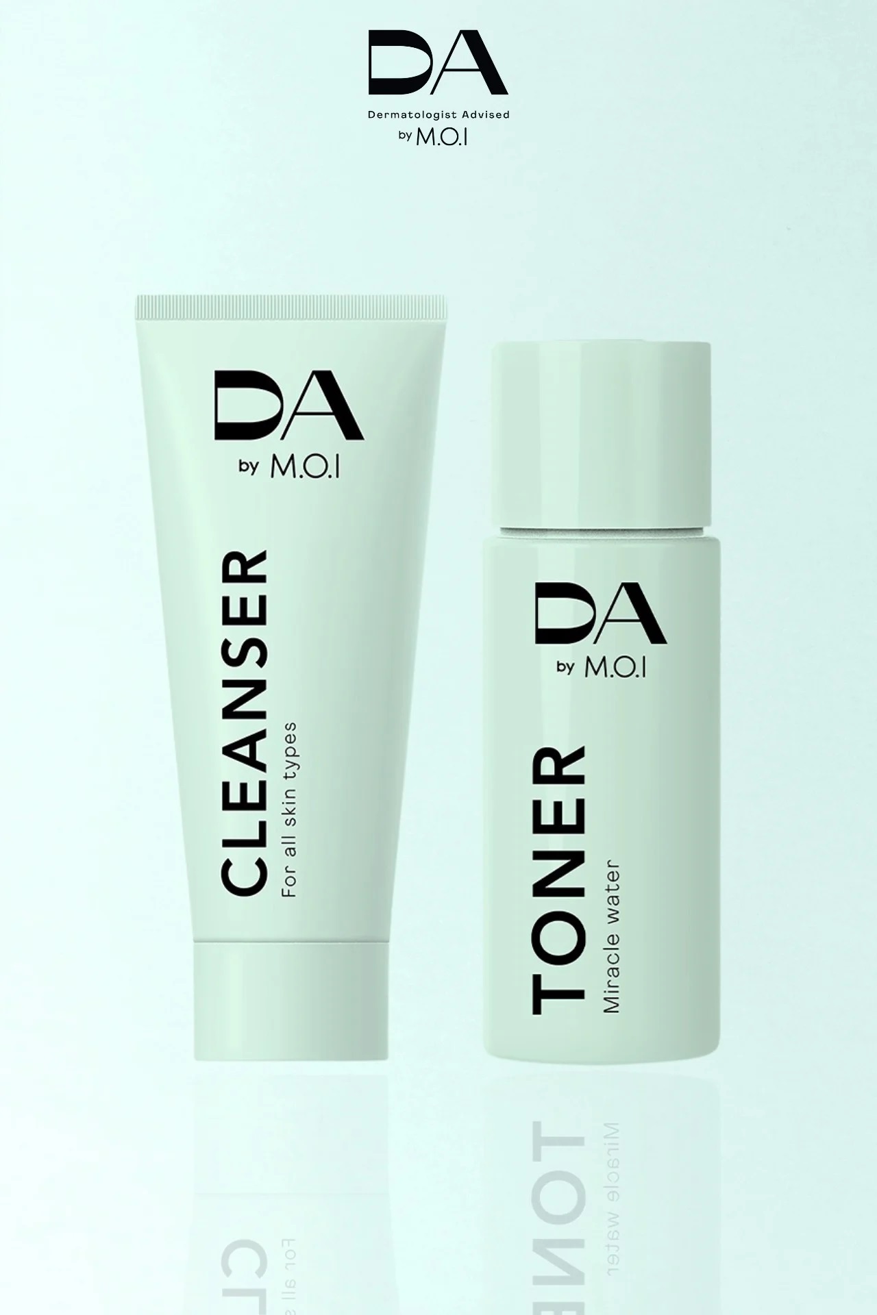 Bộ đôi chăm sóc da da by moi bộ minisize gồm toner nước thần 20ml + sữa rửa mặt 15ml da by m.o.i cosmetics hồ ngọc hà chính hãng