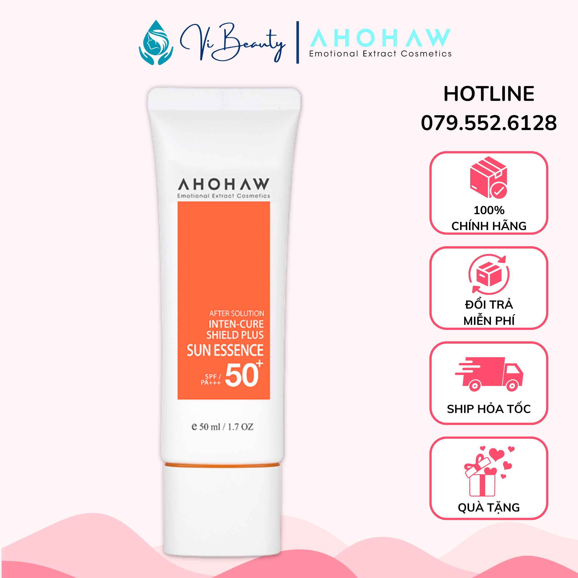 Tinh Chất Chống Nắng Phổ Rộng SPF50/PA+++ AHOHAW Shield Plus Sun Essence 50ml - Bảo Vệ Khỏi Tia UV, Dưỡng Ẩm Da Nhạy Cảm