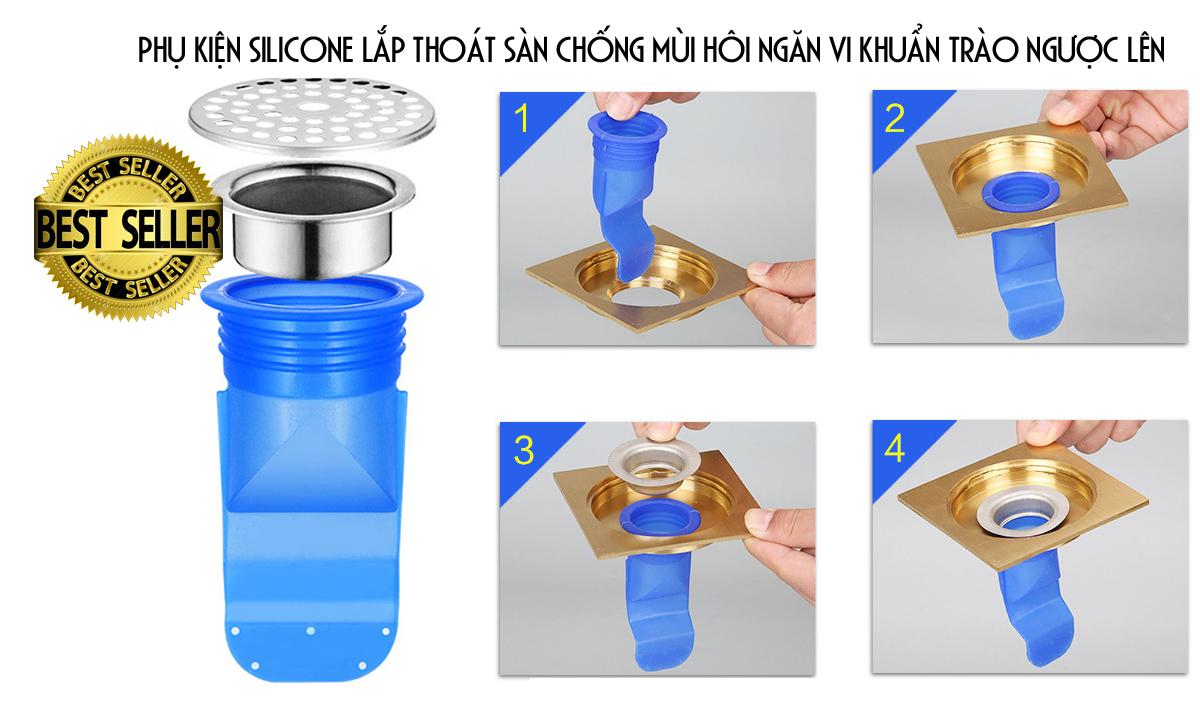 Phụ kiện Silicone lắp thoát sàn chống mùi hôi vi khuẩn trào ngược lên, cho cả ống xả máy giặt, chậu rửa HTM2000