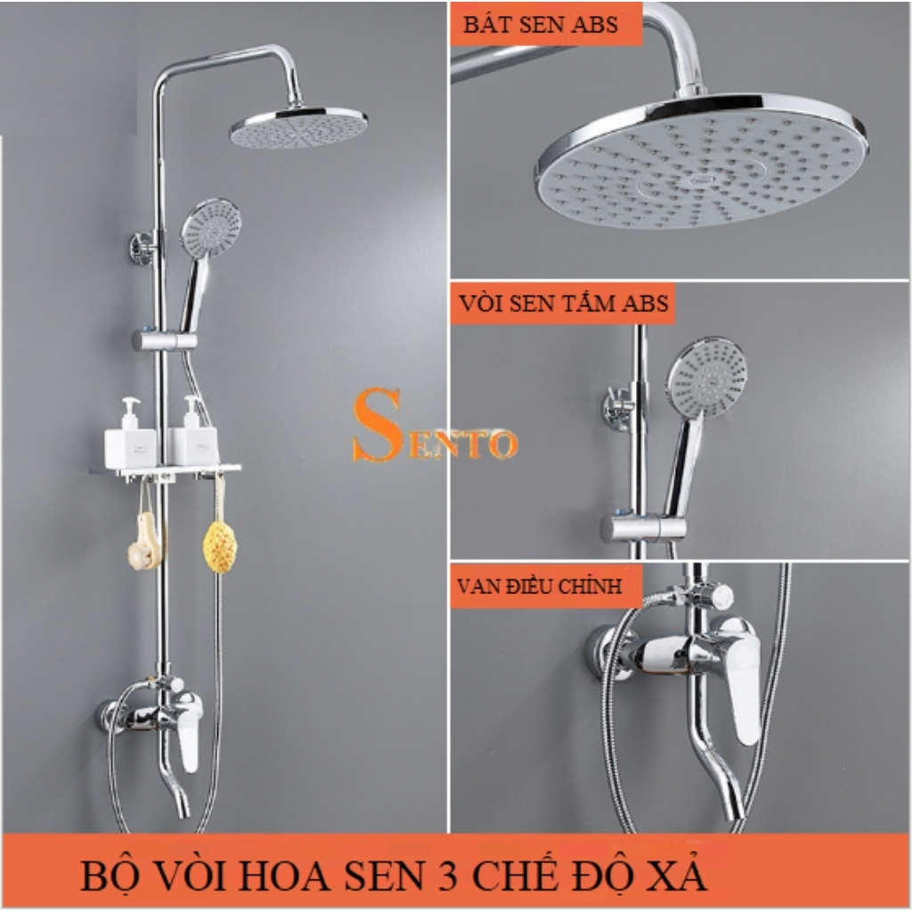 Sen Cây Tắm Đứng Nóng Lạnh SENTO Thân Đồng Hàng Cao Cấp, Lõi Chia Nước Chảy Mạnh - Bảo Hành 36 Tháng