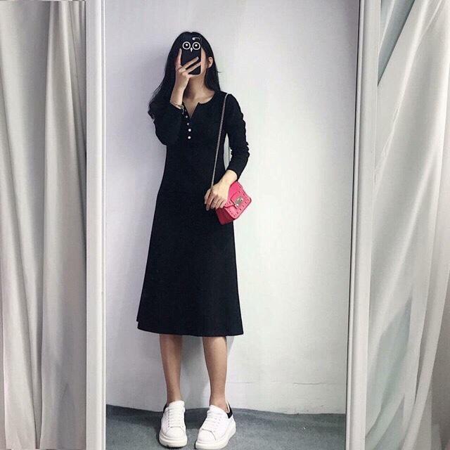 Váy suông maxi cúc ngực basic-vay20 bhl2202