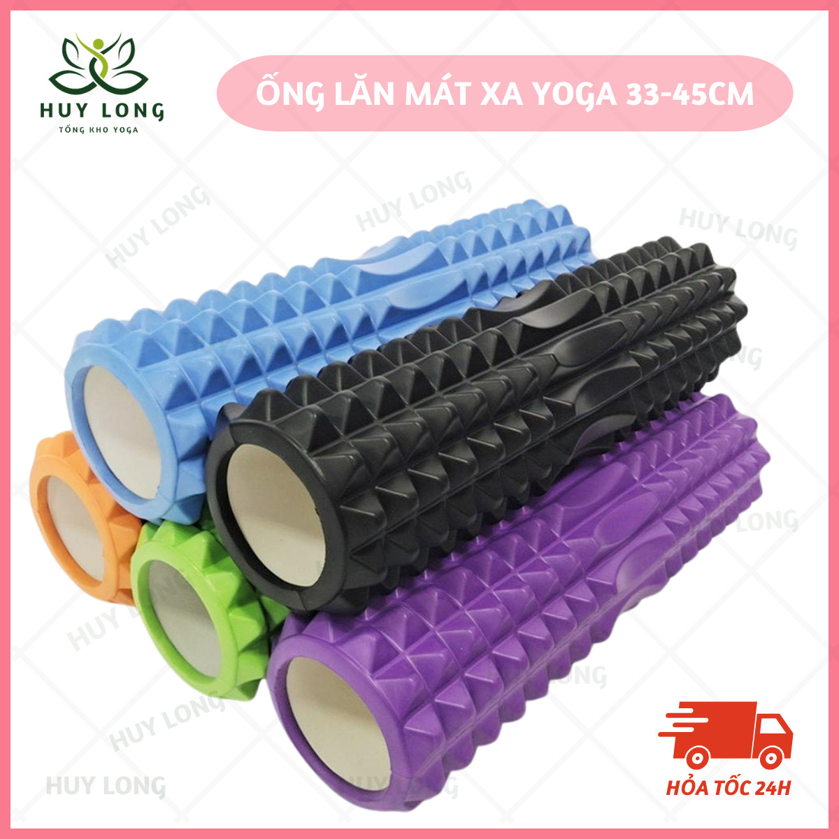 Con lăn massage foam roller gai 45cm ống trụ lăn xốp thể thao giãn cơ tập yoga gym size lớn , ống lăn yoga massage lưng