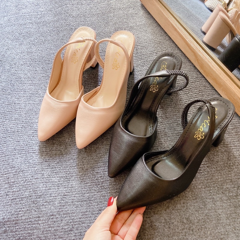 Giày cao gót trơn( TẶNG 1 7f gót vuông /giày nữ công sở cao cấp Pun Shoes kín mũi hở gót.