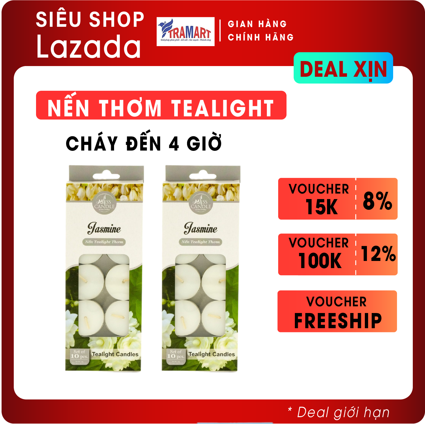 Combo 2 hộp nến tealight thơm Miss Candle FtraMart EDC0368 Jasmine