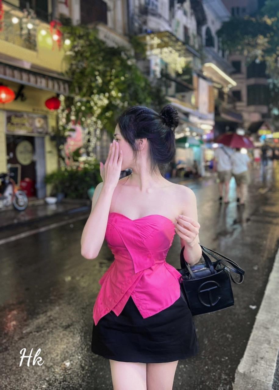Áo ống cúp ngực đính nút có mod lệch tà, áo quây nữ xẻ, áo ống body có mút dự tiệc LL