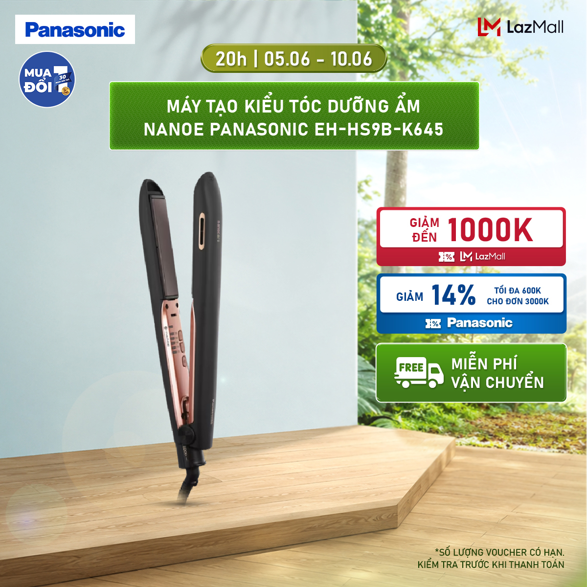 [Chính hãng] Máy tạo kiểu tóc dưỡng ẩm Nanoe Panasonic EH-HS9B-K645 - Cải thiện khô xơ tóc, tạo kiểu nhanh chóng  giữ nếp lâu chuẩn salon