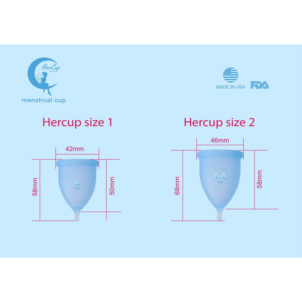 Cốc nguyệt san Hercup Mỹ kèm dung dịch vệ sinh cốc tiệt trùng