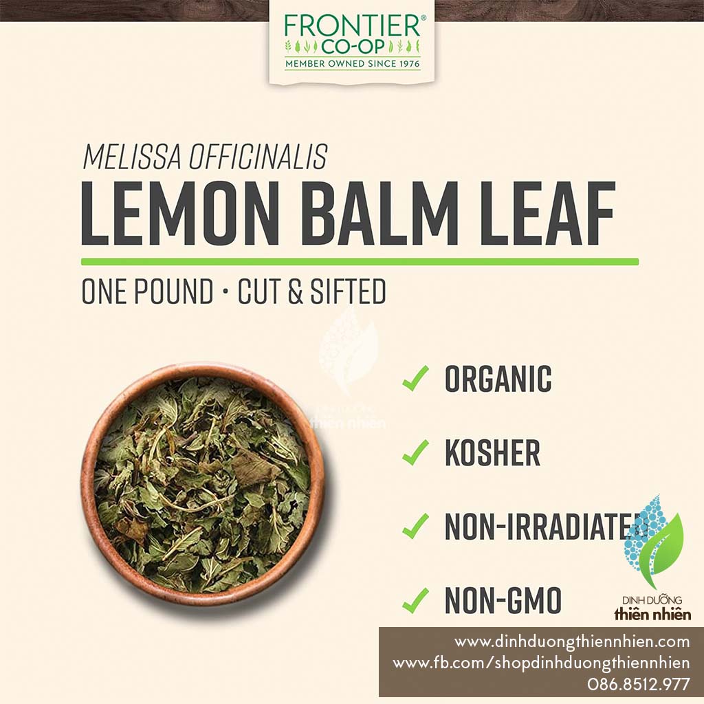   Chia Nhỏ 50g  Trà Tía Tô Đất Hữu Cơ  Bạc Hà Chanh  Frontier Organic Lemon Balm Leaf Giảm Căng Thẳng Giảm Stress & Chứng Khó Tiêu 