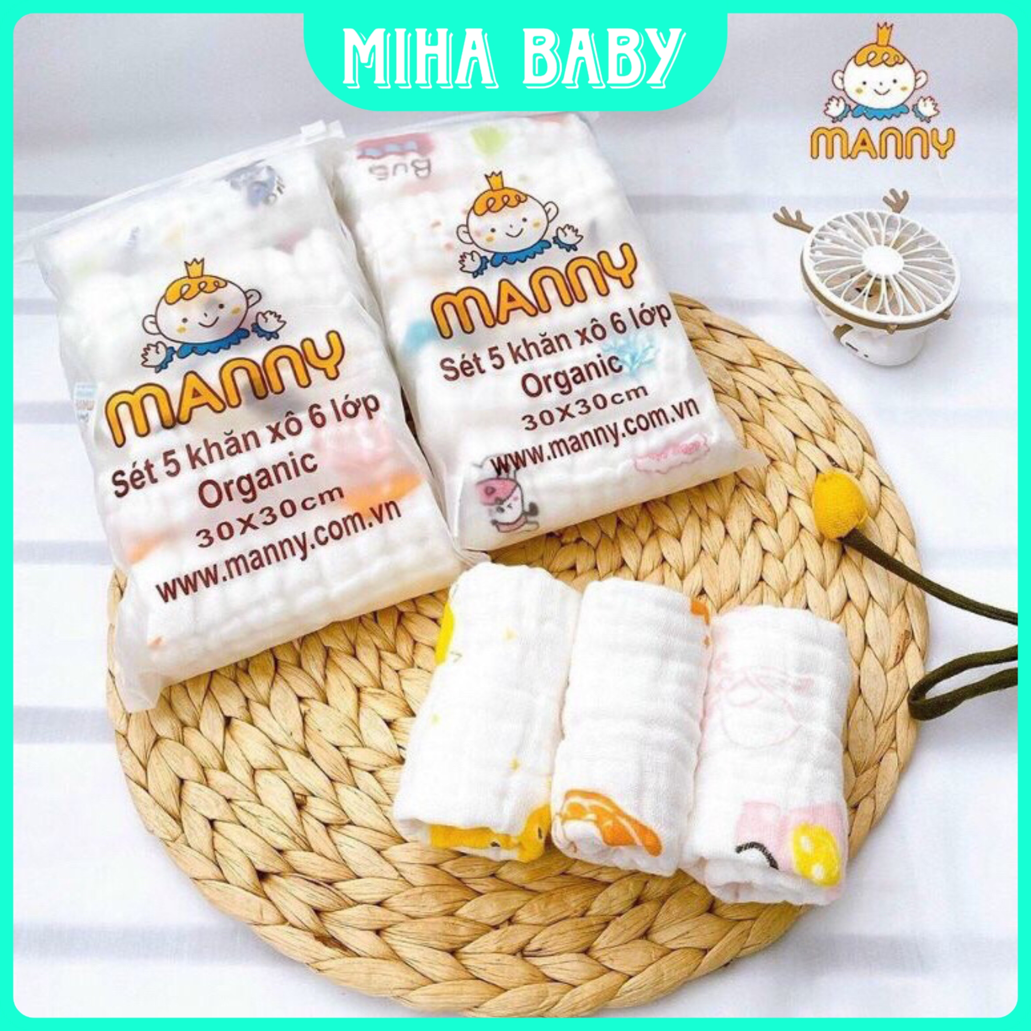 Set 5 khăn xô sữa cho bé 6 lớp khăn mềm mại nhiều họa tiết, khăn sữa cho trẻ sơ sinh