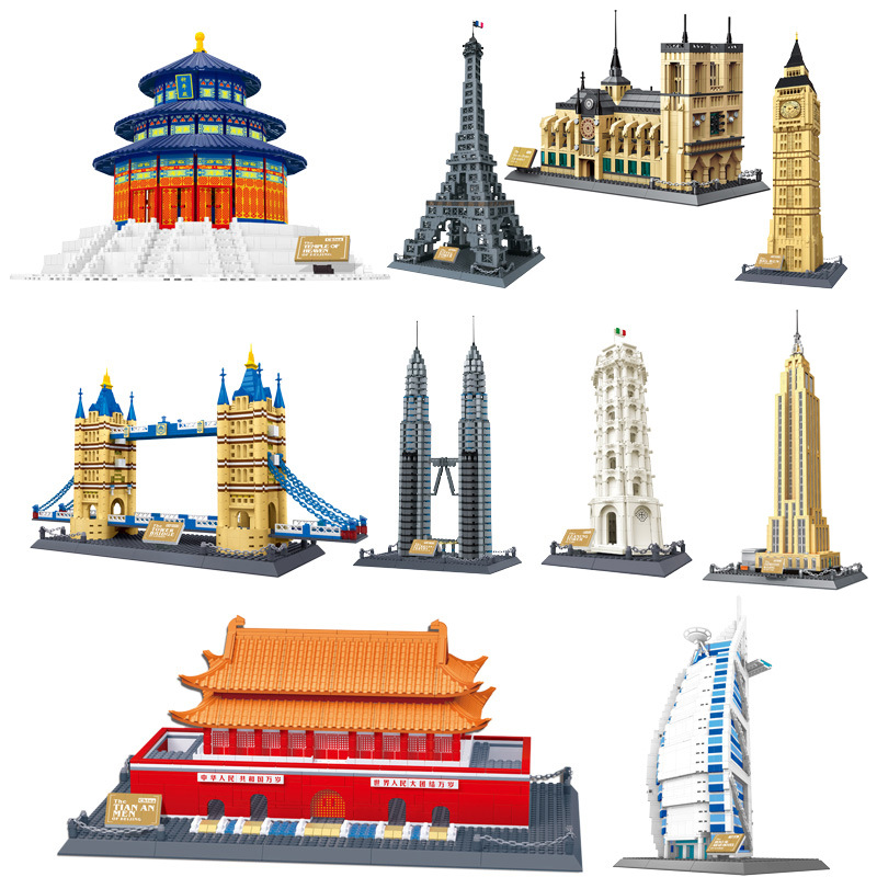 Đồ chơi lắp ráp nhựa ABS khối lắp ráp mô hình kiến trúc, kỳ quan thế giới