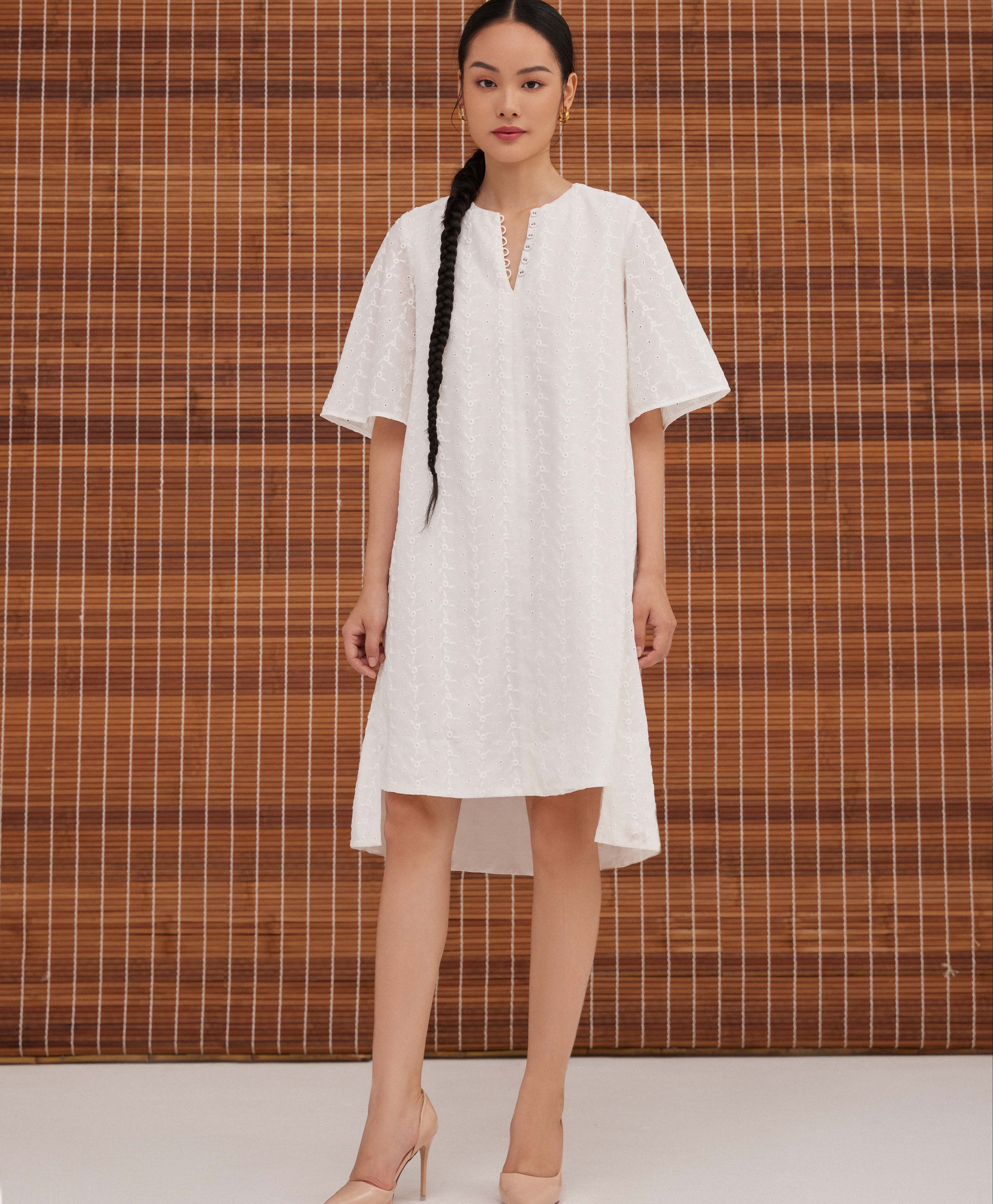 Đầm cotton thêu Mauve Embroidered Cotton dress