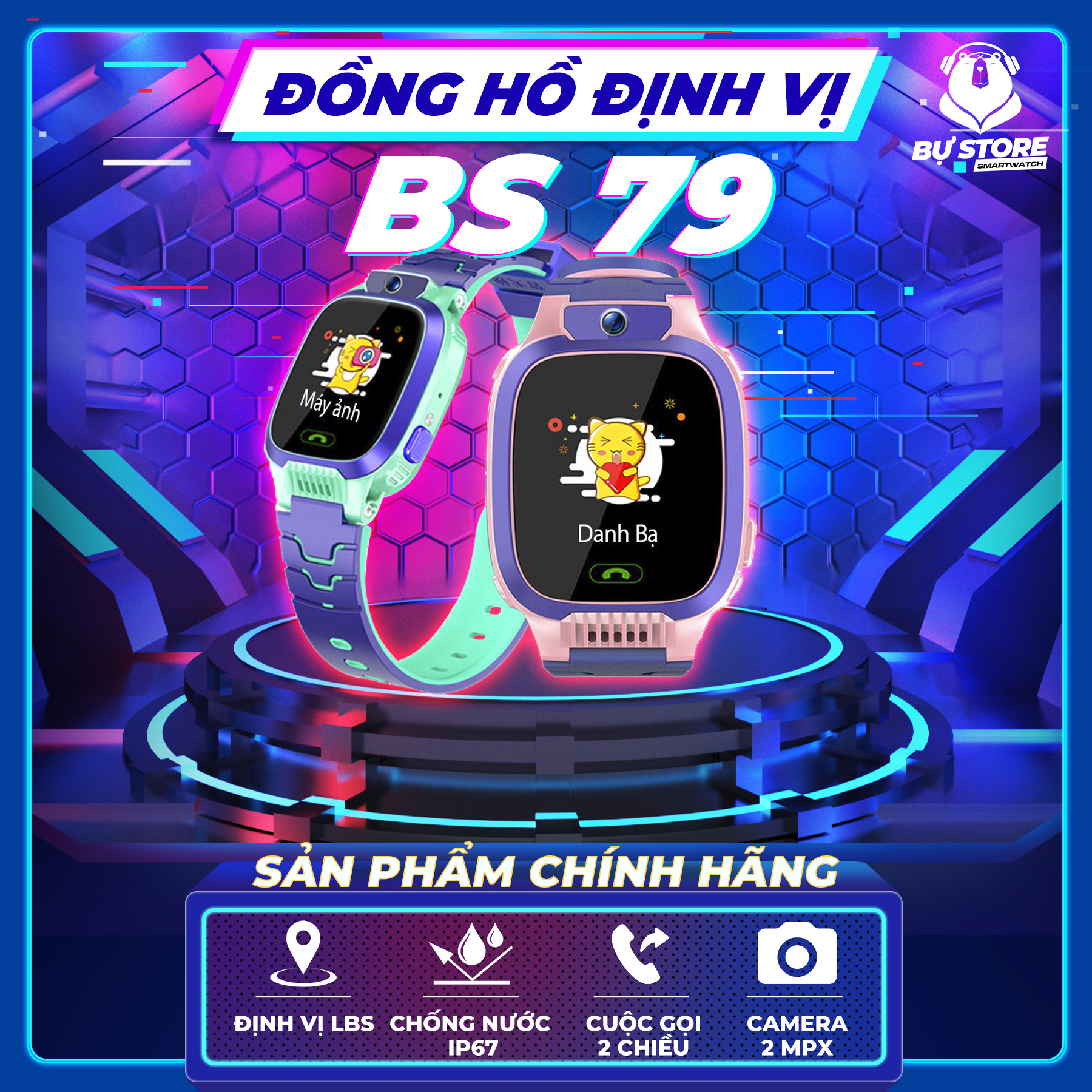 Đồng hồ thông minh chống nước bs 79 - hình thật -