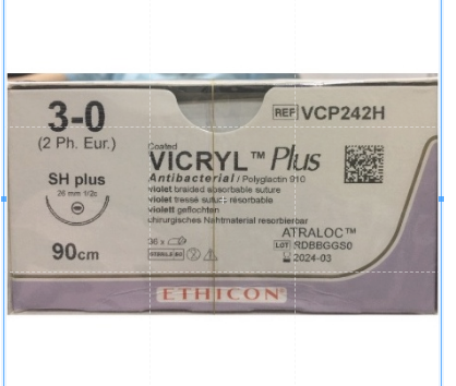 Chỉ phẫu thuật VICRYL PLUS 3-0 một kim lục giác SH plus 26mm 1 2c, 90cm