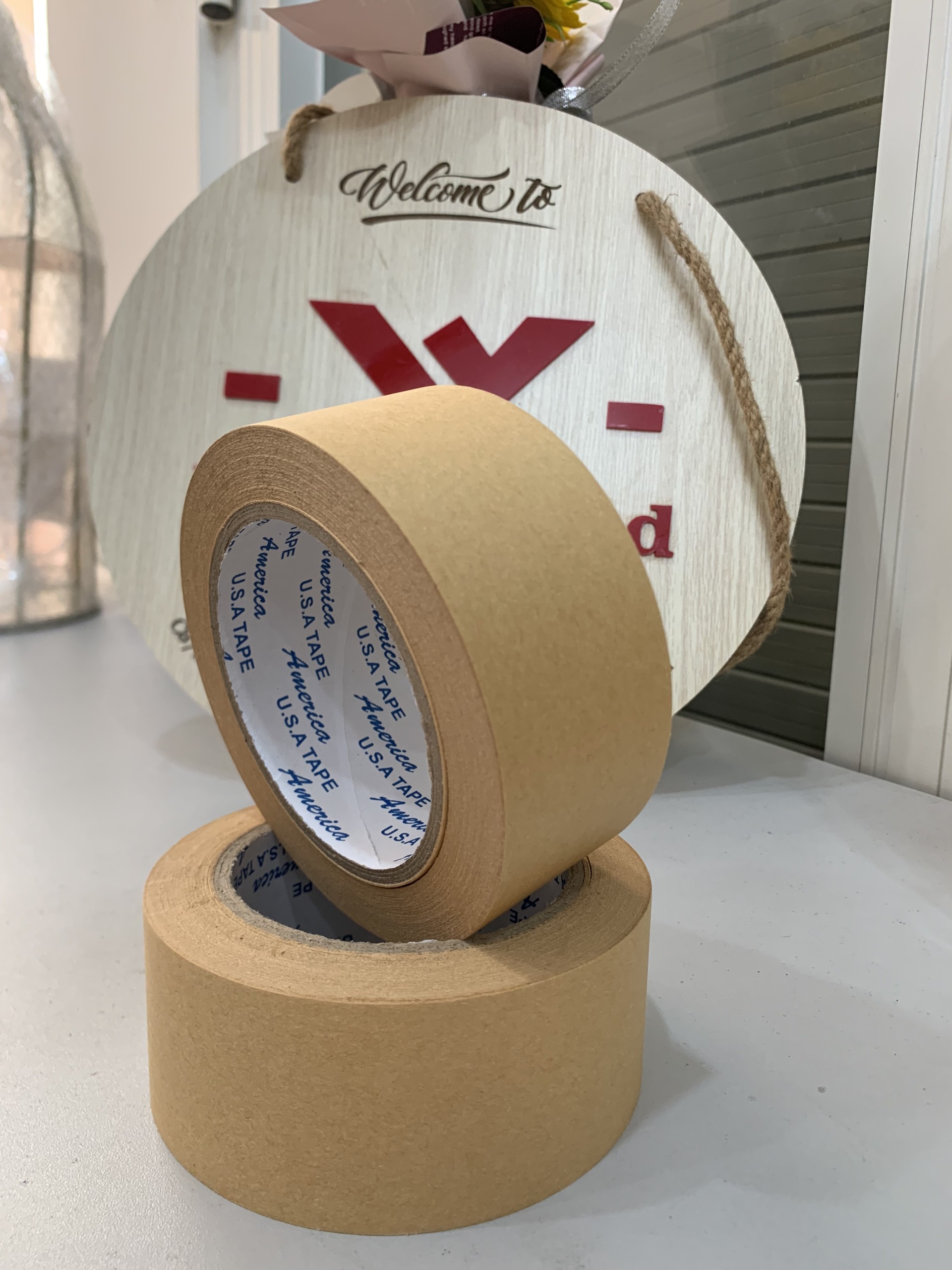 1 cuộn băng keo giấy nâu viết được khổ 48mm 50yard