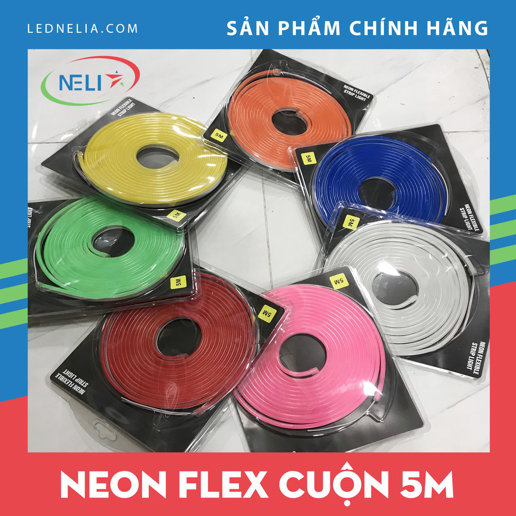 Led neon flex cuộn 5m bản 6x12mm chạy điện 12v