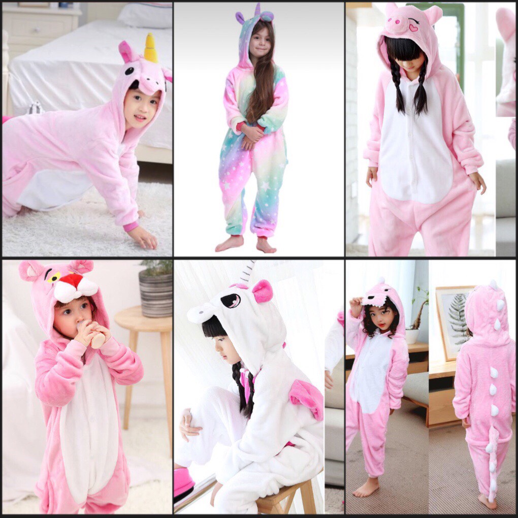 Bộ áo liền quần bằng lông hình thú kì lân cho bé trai và bé gái 3-12 tuổi