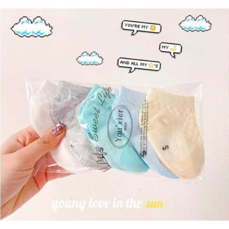 5 Đôi tất lưới cho bé 0 - 4 tháng tuổi loại 1 nhiều mẫu