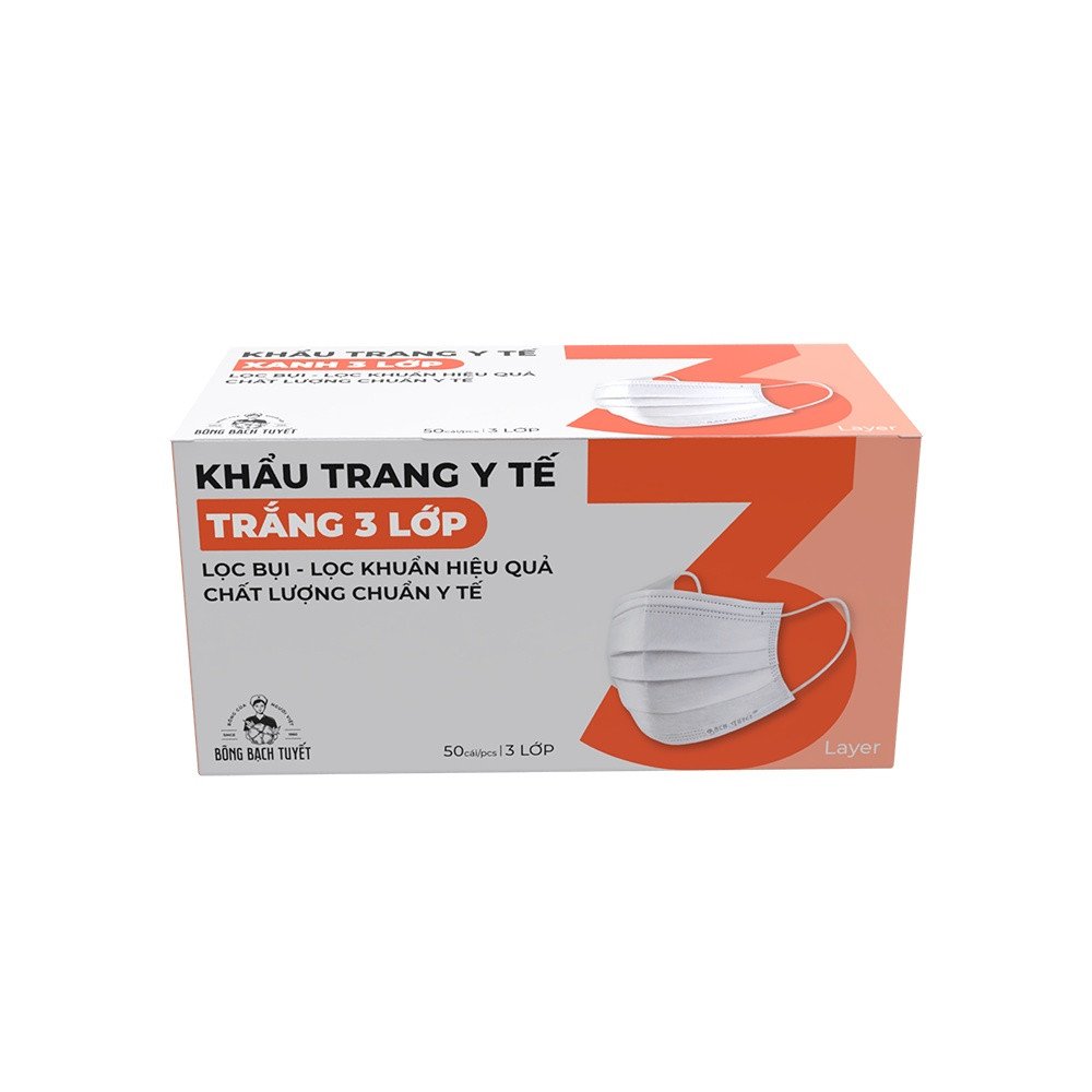 [HCM]KHẨU TRANG ECON BẠCH TUYẾT 3 LỚP MÀU XANH HỘP 50 CÁI