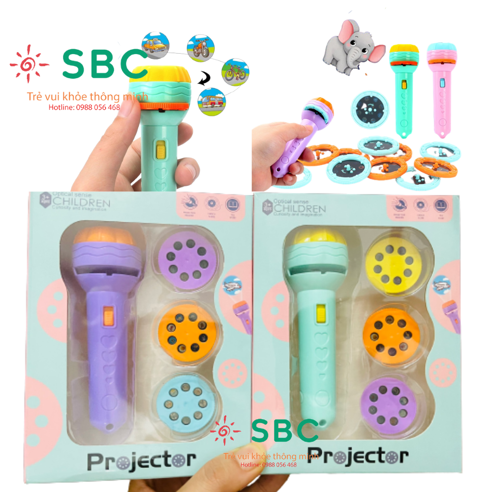 Đèn pin chiếu hình ảnh động vật siêu nhân hoạt hình cho bé - Đồ chơi học tập và giải trí
