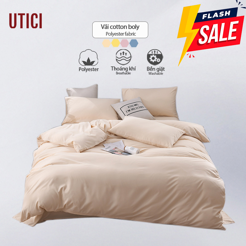 UTICI bộ chăn ga gối 3/4 món cotton tici ga giưởng drap giưởng phong cách Minimal chăn ga gối 2 món học sinh 1m2/1m6/1m8